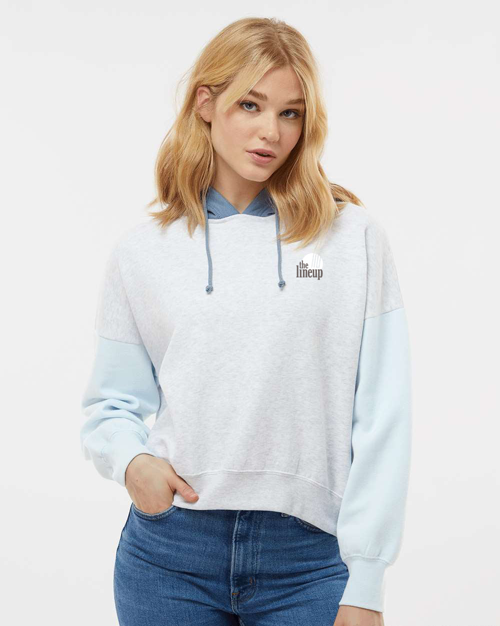 The Lineup - Colorblocked Crop Hooded Sweatshirt (W23771) - Women's