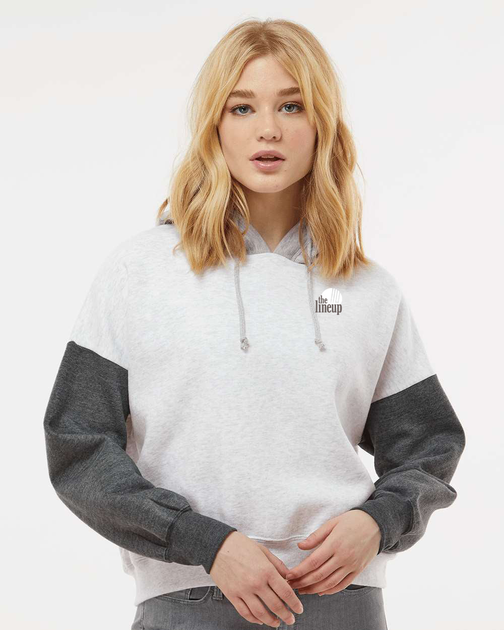 The Lineup - Colorblocked Crop Hooded Sweatshirt (W23771) - Women's