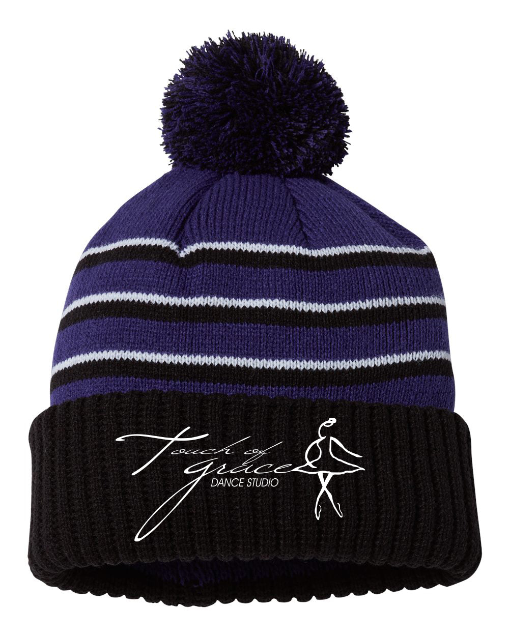 Touch of Grace - Pom Striped Beanie - OSFM