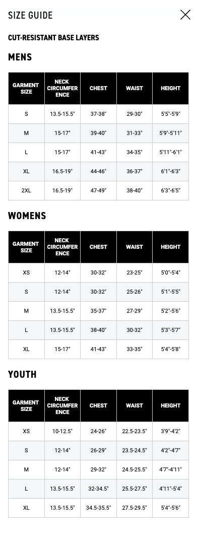 HHA - BAUER LS CUT-RESISTANT NECK PROTECT BASE LAYER - Senior/Youth/Women's