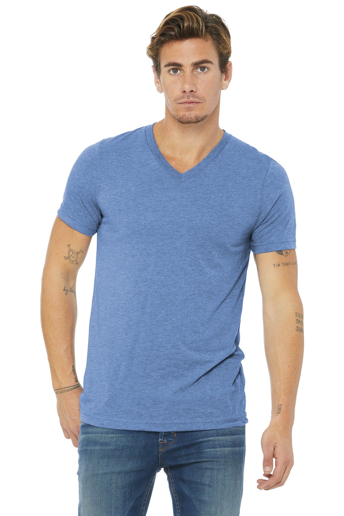 Unisex Triblend Short Sleeve V-Neck Te