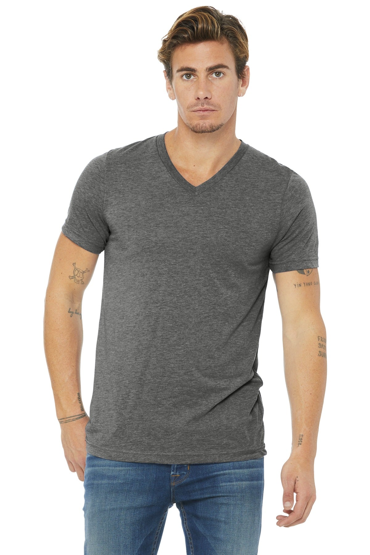 Unisex Triblend Short Sleeve V-Neck Te