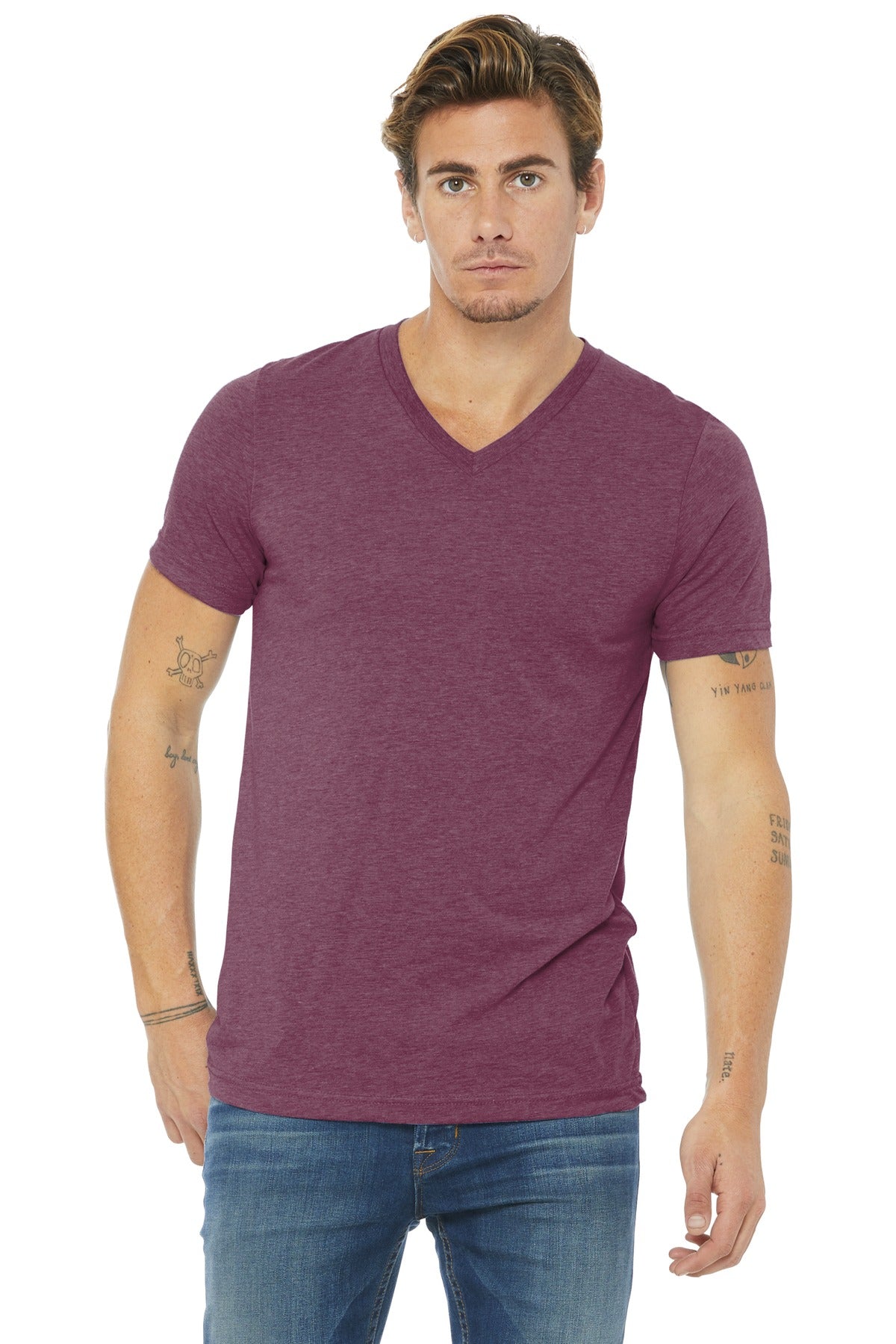 Unisex Triblend Short Sleeve V-Neck Te