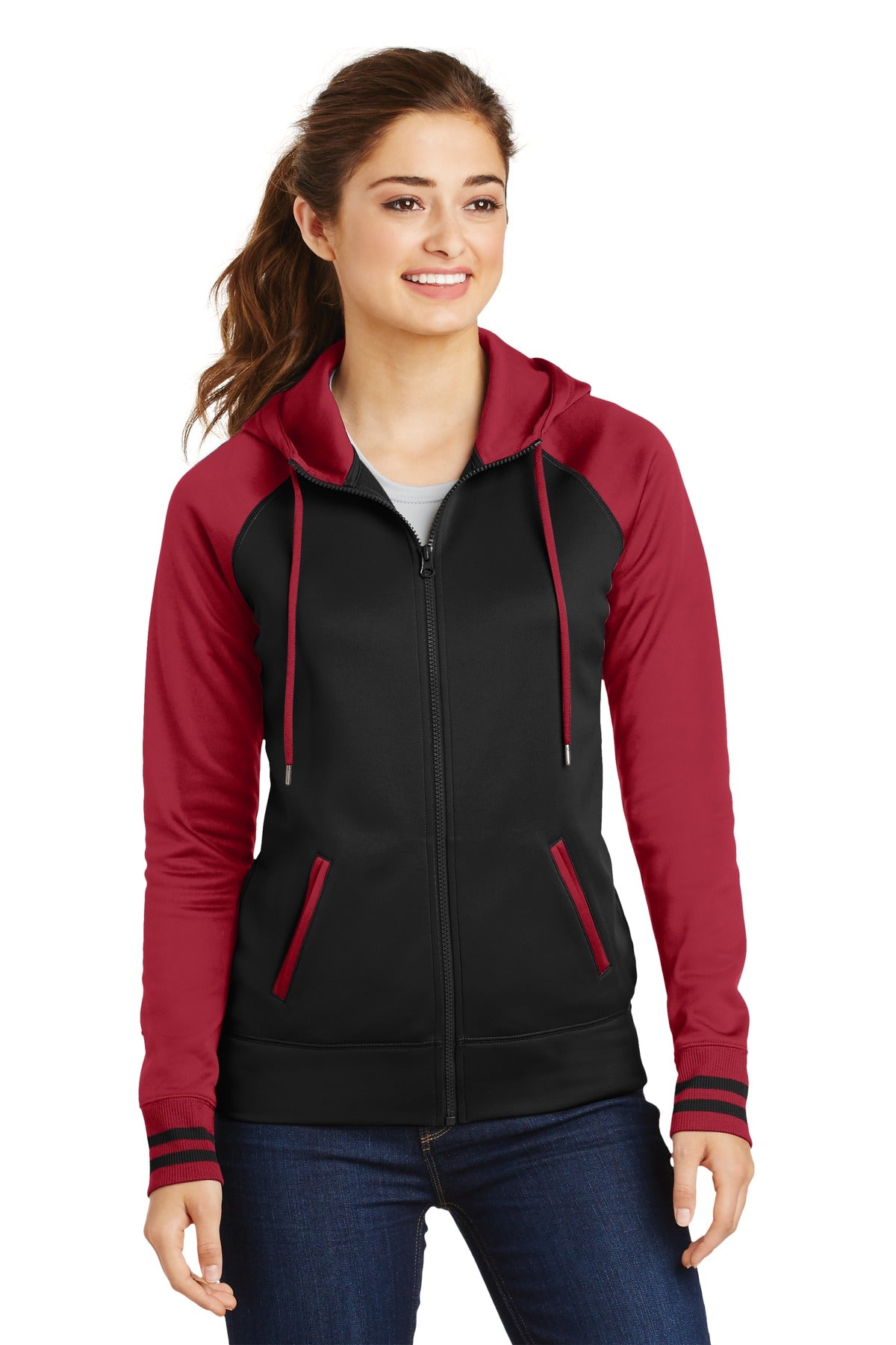 Ladies Sport-Wick® Varsity Fleece Full-Zip Hooded Jacket