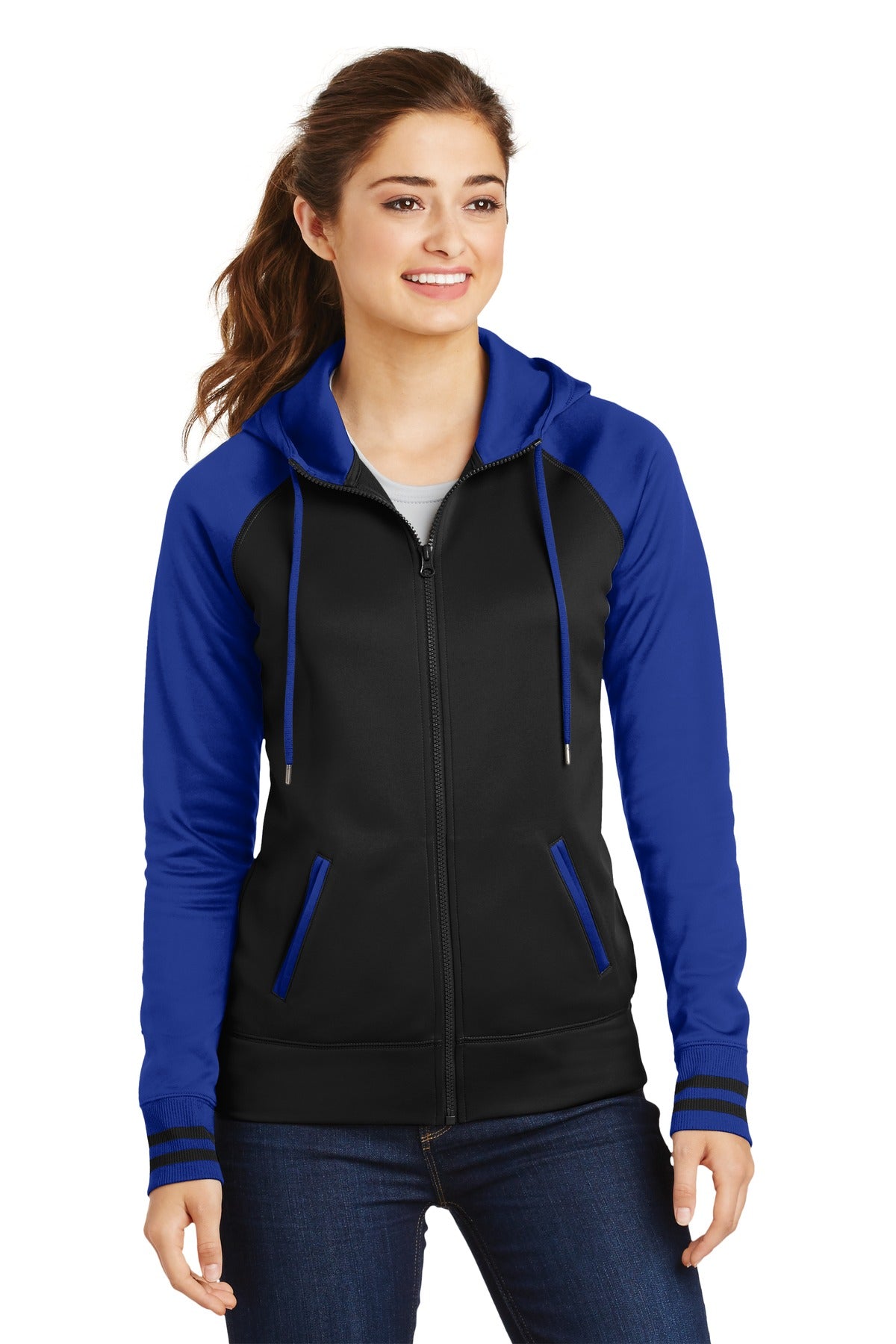 Ladies Sport-Wick® Varsity Fleece Full-Zip Hooded Jacket
