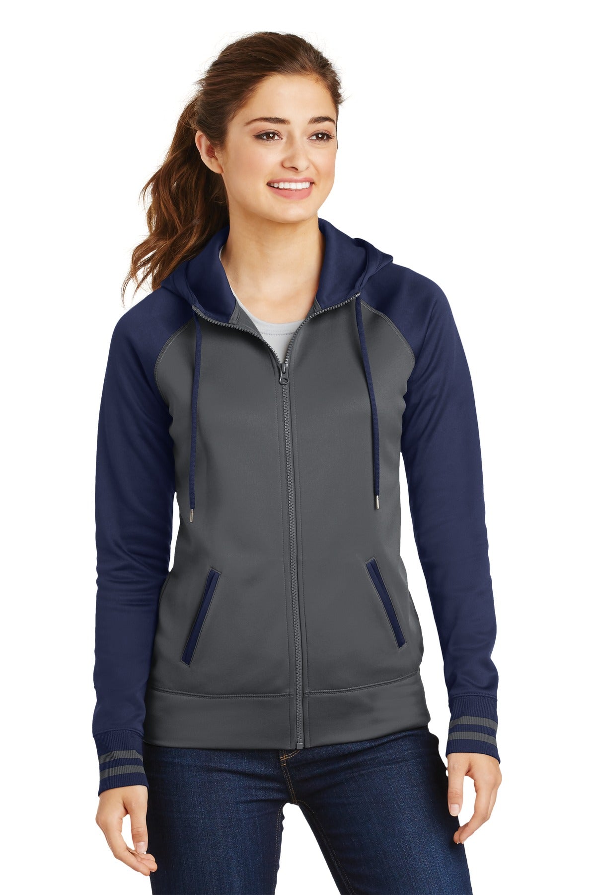 Ladies Sport-Wick® Varsity Fleece Full-Zip Hooded Jacket