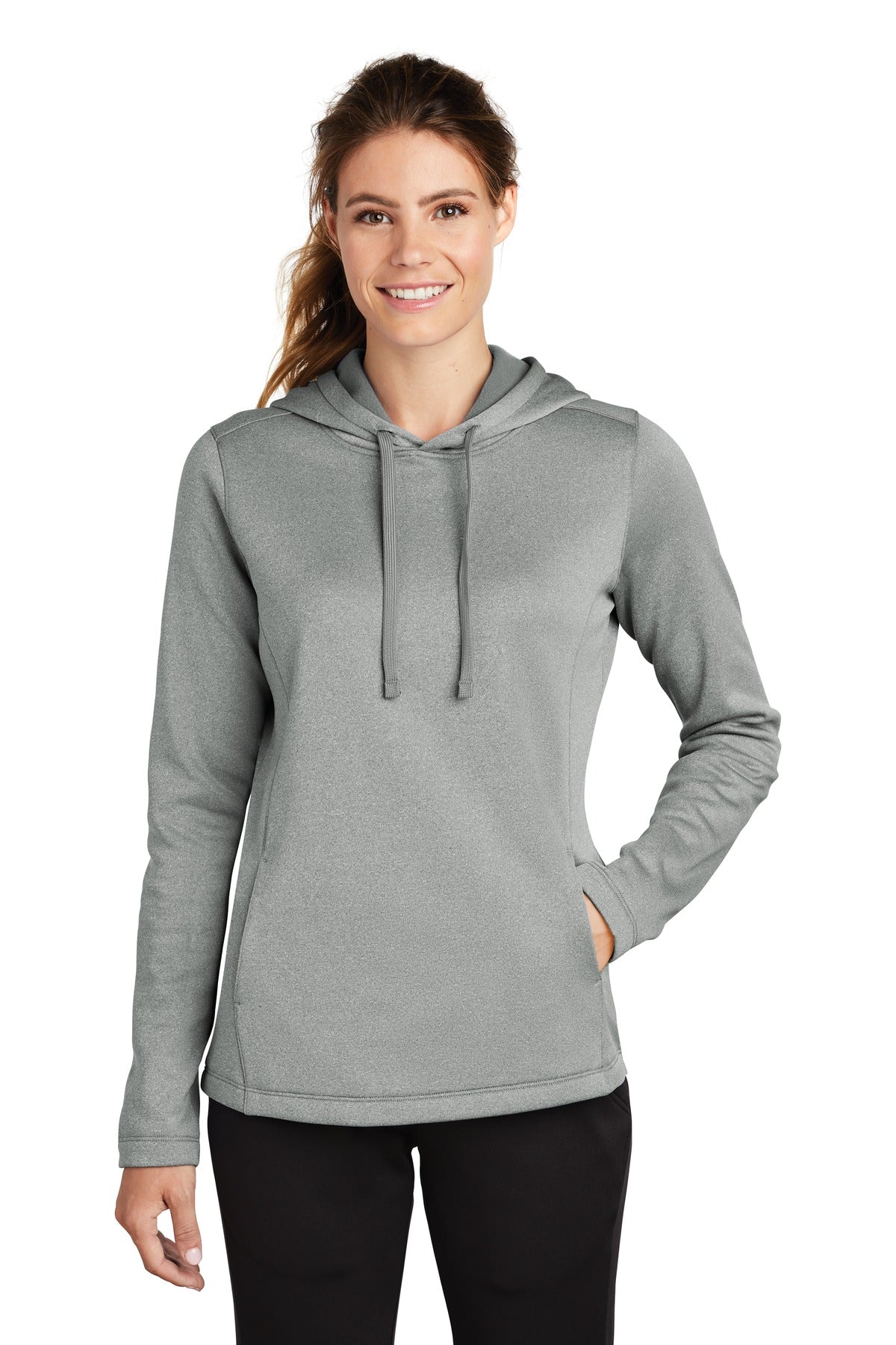 Ladies PosiCharge ® Sport-Wick ® Heather Fleece Hooded Pullover