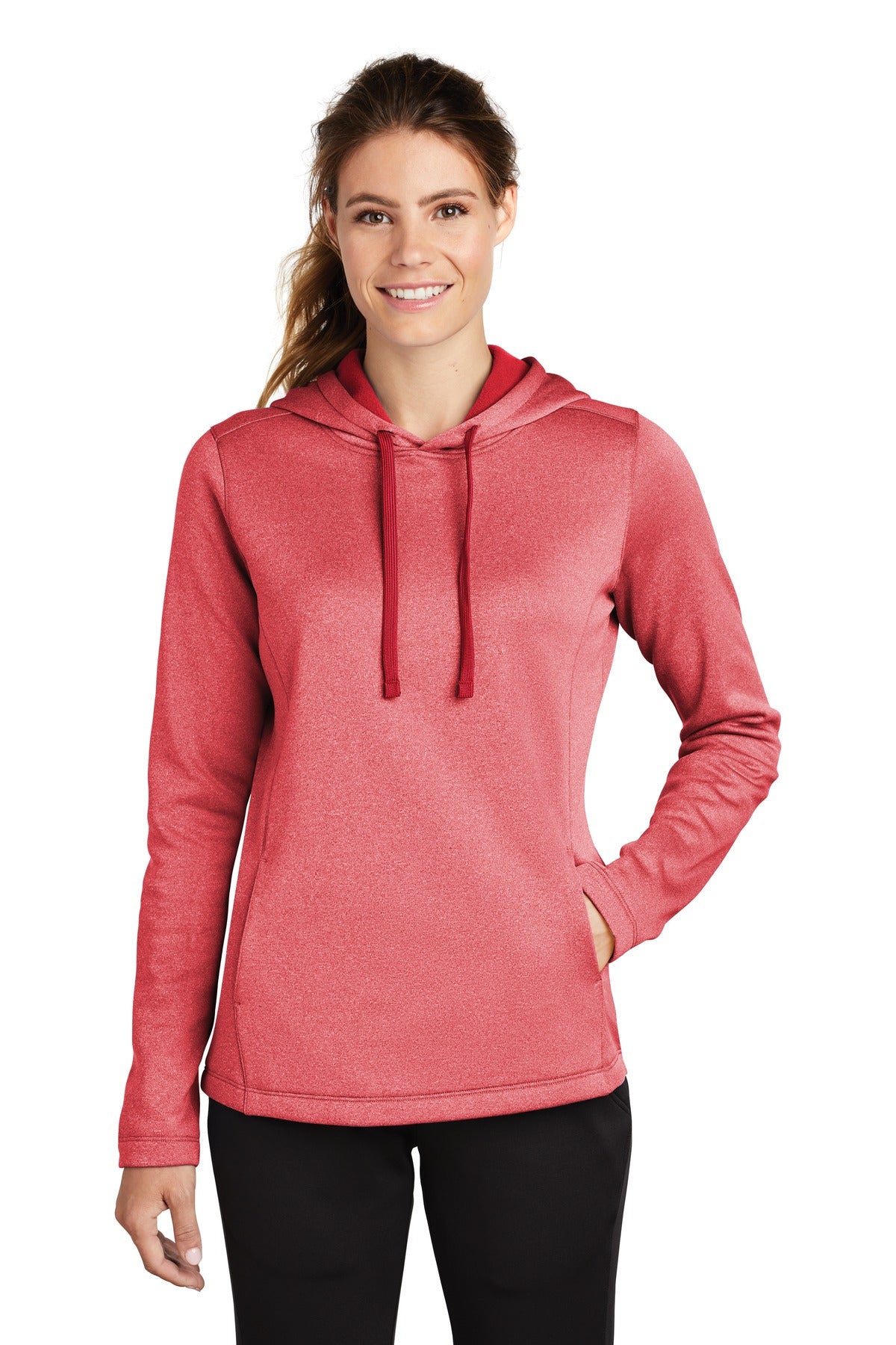 Ladies PosiCharge ® Sport-Wick ® Heather Fleece Hooded Pullover