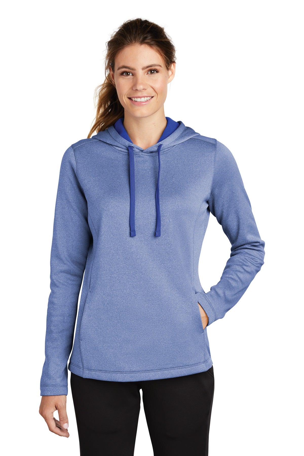 Ladies PosiCharge ® Sport-Wick ® Heather Fleece Hooded Pullover