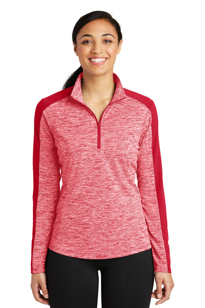 Ladies PosiCharge® Electric Heather Colorblock 1/4-Zip Pullover