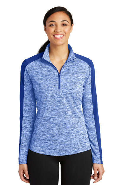 Ladies PosiCharge® Electric Heather Colorblock 1/4-Zip Pullover