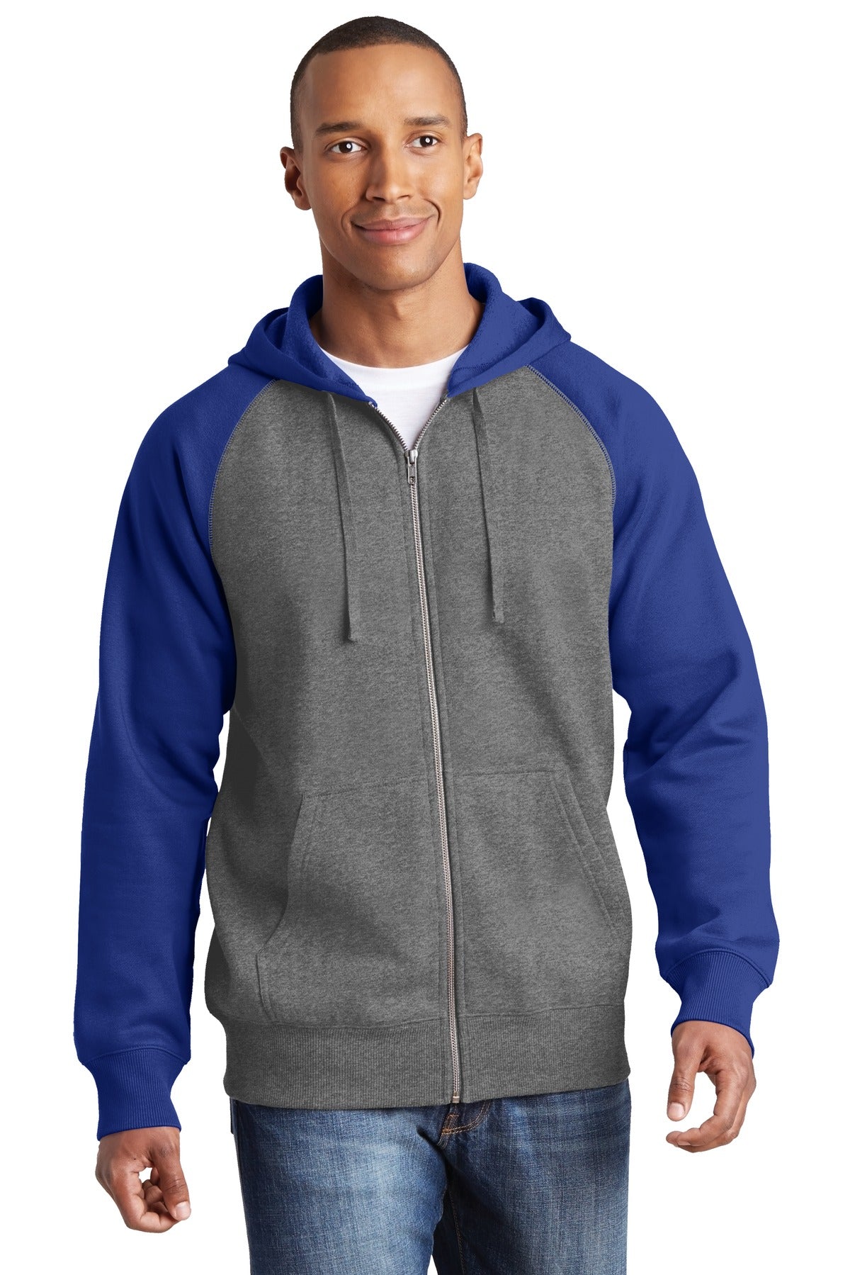 Raglan Colorblock Full-Zip Hooded Fleece Jacket
