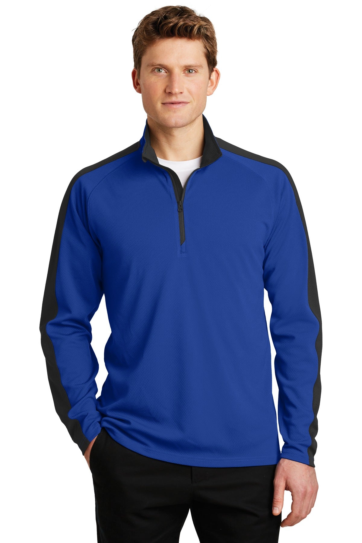 Sport-Wick® Textured Colorblock 1/4-Zip Pullover